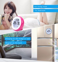 Digital Thermometer Clock, Temperature Humidity Monitor Alarm Clock Touch Screen