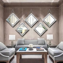 Gorgeous 2-Piece Wall Mirrors with Crystal Diamond Effect, 12×12 Silver Finish