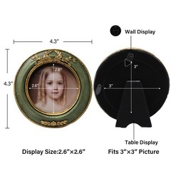 3×3 Small Vintage Round Picture Frame, Mini Antique Ornate Circle Photo Frame…