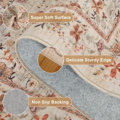 DUKINO 4×6 Rugs for Living Room, Lightweight Non Slip Washable Rug with Low P…