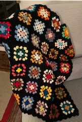 Vintage Handmade Crochet Granny Square Afghan Throw Blanket 30×36 Roseanne Style