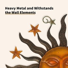 Elegant 24″ Weather-Resistant Sun Face Wall Art – Perfect for Gardens & Patios