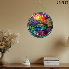 Colorful Bridge Floral Acrylic Suncatcher Round Hanging Sun Catcher Window Decor