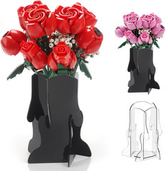 Vase for Lego Flowers Bouquet, Acrylic Vase for Lego Roses, Valentine’S Day Gift
