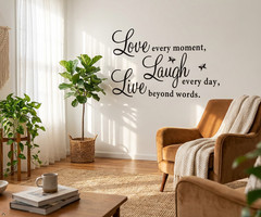 Live Every Moment, Laugh Every Day, Love Beyond Words Wall Quote Vinyl Decal
