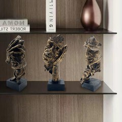3pcs Thinker Statuesilence Is Gold Abstract Art Figurineno Hear No See No Speak