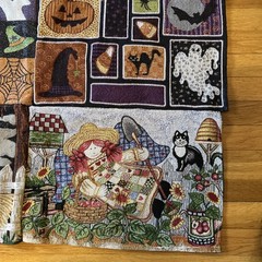Halloween Patchwork Tapestry 36”x52” Retangular Table Topper Wall Hanging