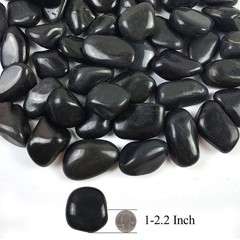 1-2.2 Inch High Decorative Black River Rocks, 5LB Polished Stones, Pebbles fo…