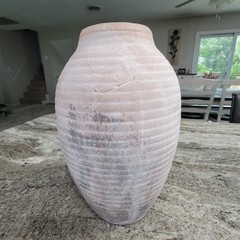 Rustic Ceramic Vase Farmhouse Distressed Neutral Decor 10″ Beige Textured Boho