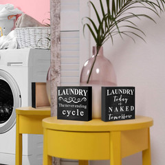 2 Pieces Farmhouse Laundry Room Decor and Accessories Laundry Box Sign Funny Lau