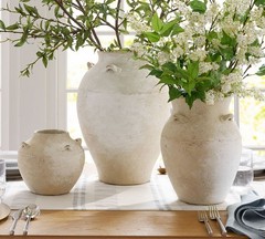 Pottery Barn Dune Ceramic Small Vase 6.75″ Beige Terracotta Decor Vase