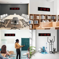 Ivation 24″ Large Digital Clock, 6-Level Brightness, LED Wall Clock, Red