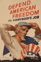 WPA War Propaganda Uncle Sam Defend American Freedom WWII Poster 12×18
