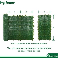 4’x8′ Artificial Faux Laurel Ivy Leaf Outdoor Privacy Hedge w/ Plastic Backing