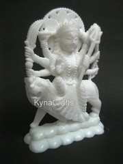 Handmade Durga Maa Idol for Temple Decor Marble Mata Rani Statue 9.5 Inches