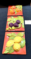 Signed Jim Sudal 7.5″ 3D Ceramic Fruit Wall Hangings OOAK 2006-09 W/ Tag MINT!