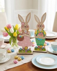 2 piece easter wooden bunny decor,easter decorations,easter Red And White