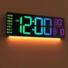 16» Large Digital Wall Clock with Remote Control Big LED Dual Alarm 8 RGB New