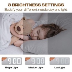Small Digital Alarm Clock, Mirror Surface LED Electronic Clocks with Large Di…