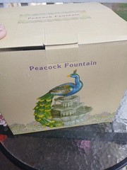 Beautiful Peacock Indoor / Outdoor Tabletop Fountain Works Great Cracker Barrel
