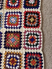 Vintage Handmade Crochet Granny Square Throw Blanket Afghan 50×42 Multicolor