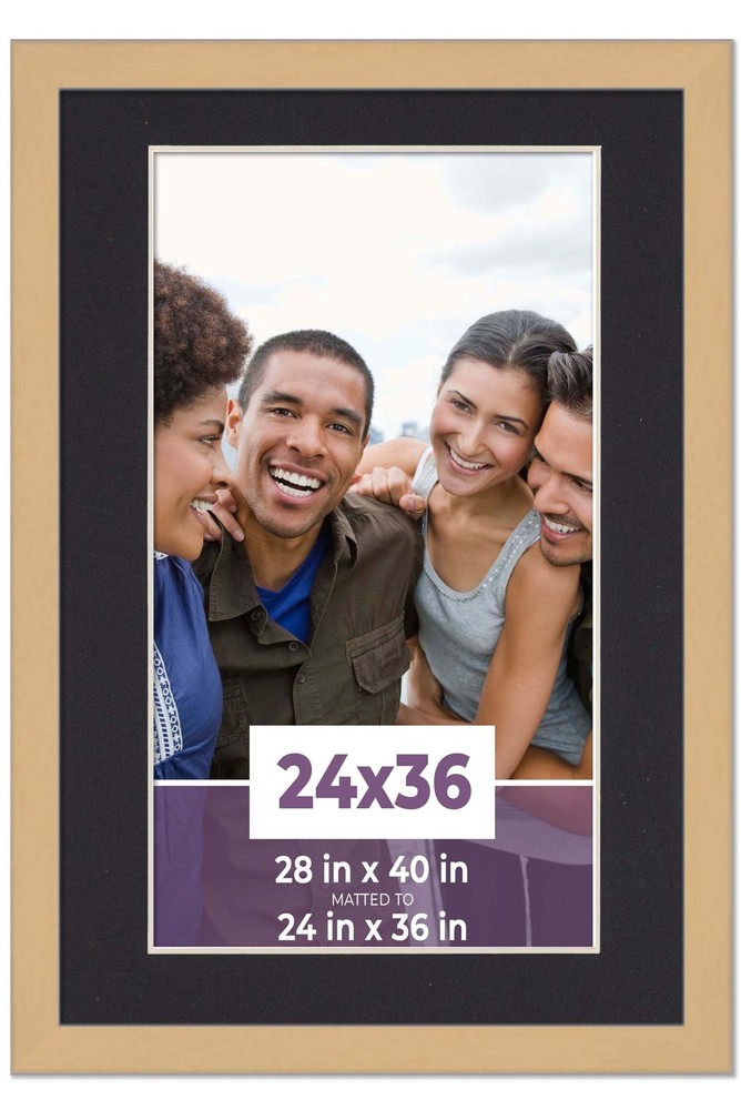 24×36 Frame Natural With Black Picture Mat For 24×36 Photo – Natural 28×40 Frame