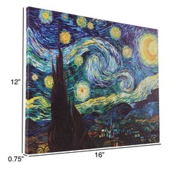 Lighted Wall Art Canvas With Timer- Van Gogh Starry 16″L x 12″W, Multicolor