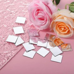 50 Pcs Square Mini Mirror Small Mirrors for Crafts Self Adhesive Mirror