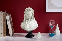 Veiled Maiden Bust Statue, 9″ White Resin