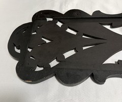 Large Black Carved Wall Panel Plaque Architectural Scroll Decor 36” x 12”