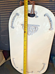 NEW Anthropologie Ceramic Ivory & Gray Oval Tray Decorative Hang Food 17″x9″.25