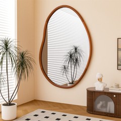 Irregular Wall Mirror Asymmetrical Accent Mirrors Modern Wood Frame Decor Mirror