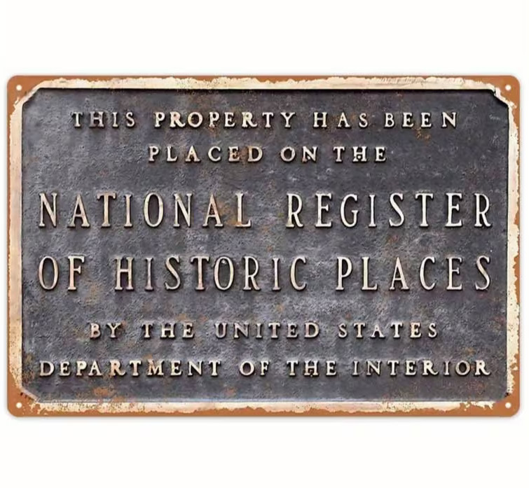 NEW 2D 8×12 Blue Brown «National Register Of Historic Places» Metal Wall Sign