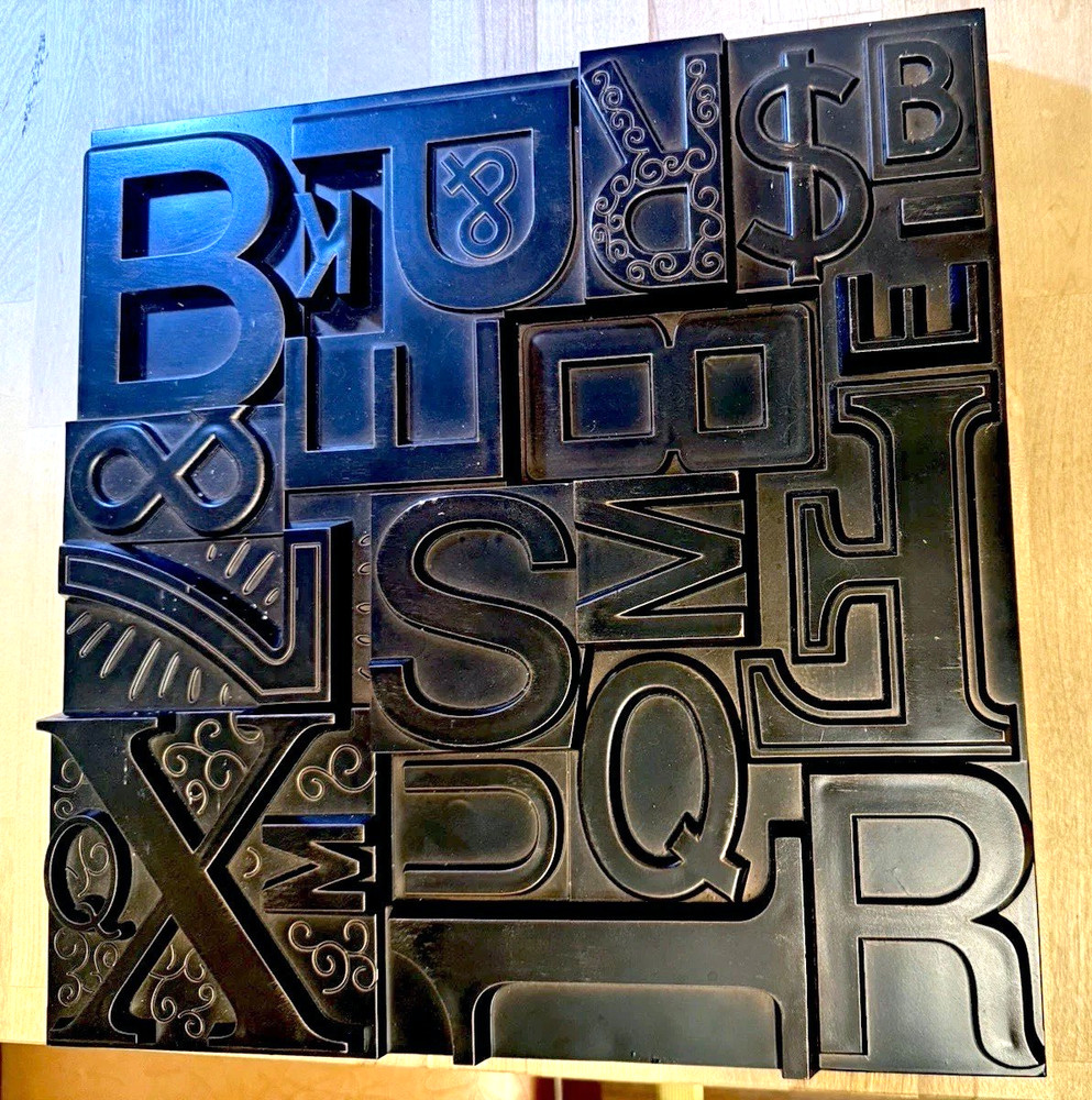 MCM UMBRA Loft BILL HARVEY DESIGN ABSTRACT BRUTALIST WALL ART Print Tray Letter