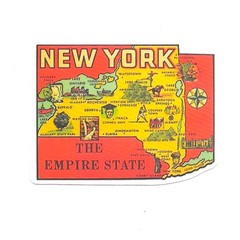 New York The Empire State Map Vinyl Sticker NYC Niagara Falls Travel Art