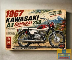 1967 Kawasaki A1 Samurai 250 Motorcycle Metal Poster 30x20cm Sign