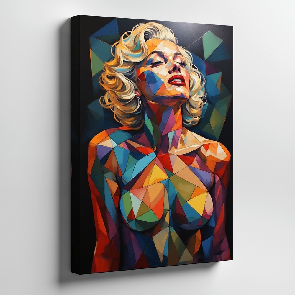 Abstract Geometric Female Portrait Canvas Wall Art Colorful Modern Body Print