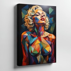 Abstract Geometric Female Portrait Canvas Wall Art Colorful Modern Body Print