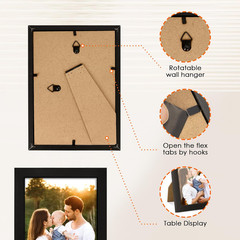 4″x6″ Black Picture Frames Set MDF Wall or Tabletop Display Frames Set of 2