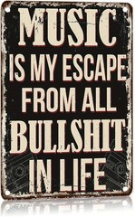 Vintage Music Metal Tin Sign: 12×8 Inch/30x20cm, Rustic Wall Art for Home, Bar,