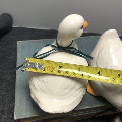Vintage Cottage Core White Ceramic Goose Duck Home Decor Shelf Sitter Set/2