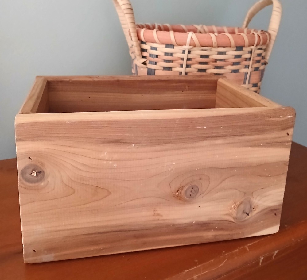 Solid Wood Rectangular Cedar Box Storage Florals Centerpiece 8.5 x 5.75 in. W