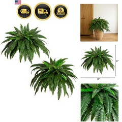 48in Artificial Boston Fern Set of 2, Large Faux Greenery with 67 Lifelike Fr…