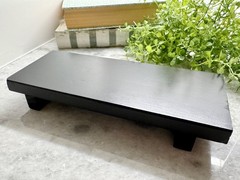 New Black Rustic Wooden Rectangular Riser Display Stand for Decor, Plants – 8.6”