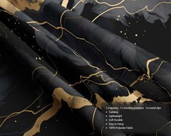 Qghot Black And Gold Marble Tapestry Wall Hanging Modern Abstract Black
