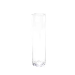 20 In. Clear Tall Glass Square Decorative Vase