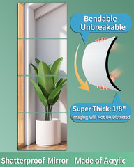 Full-Length Shatterproof Wall Mirror Set, 12×12 Inch, 4 Pcs, Safe for Kids
