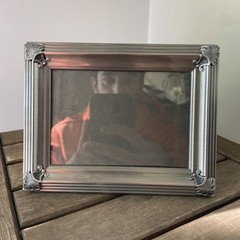 Silver Tone Rectangular Photo Frame Floral Pewter Design 3.5″ x 5″ Picture