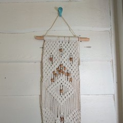 Large Boho Macrame Wall Hanging Handmade Woven Art with Wood Beads 16x46in