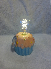 LED Light Bulb Sprinkle Cupcake Table Decor 3″ X 6.5″ & 11.5″ Around New No Box